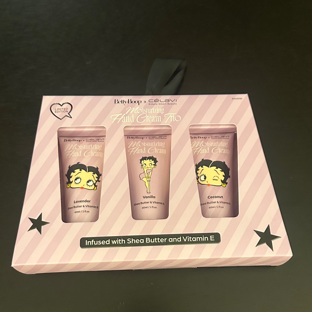 Celavi Betty Boop Moisturizing Hand Cream Trio - Lavender, Vanilla, Coconut shea